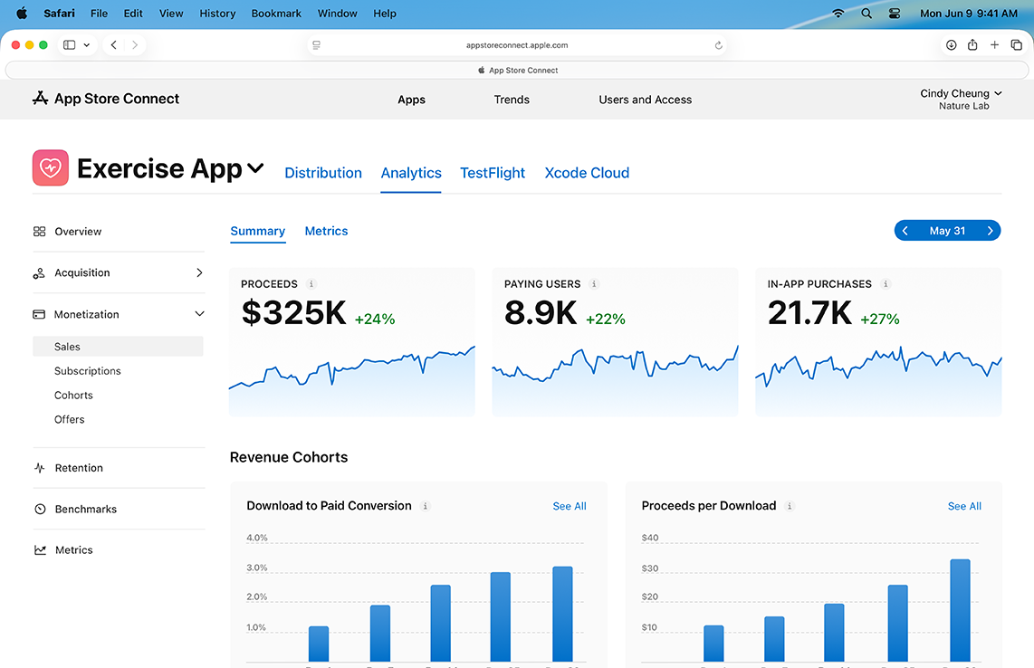 分析功能中的销售数据可视化的截屏