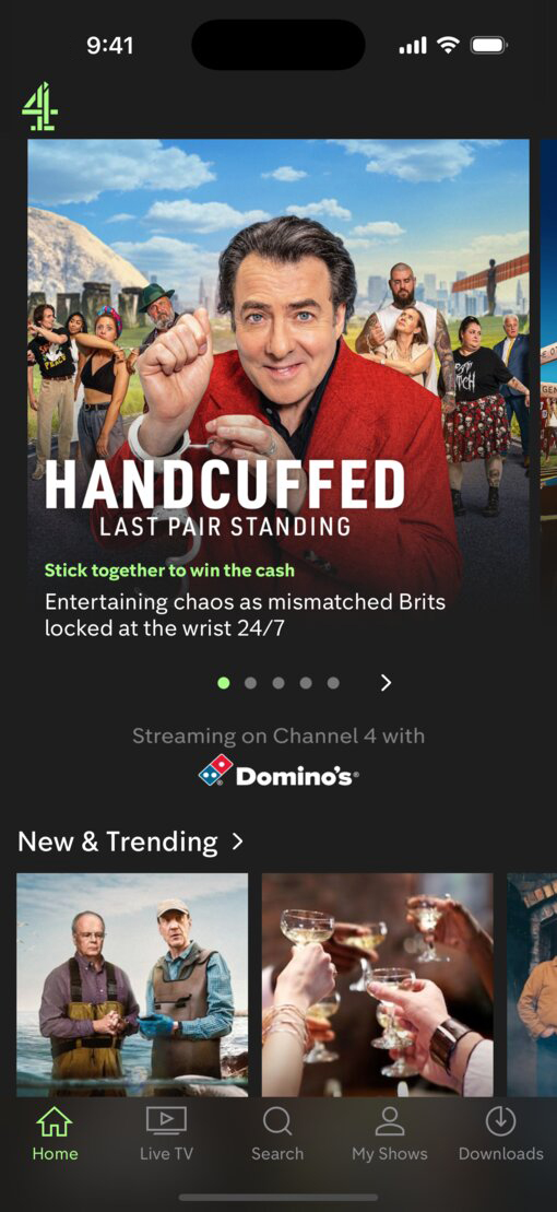 Channel 4 app interface before redesign