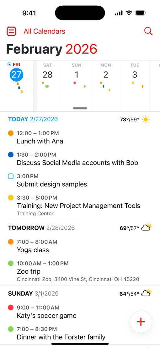 Fantastical app interface before redesign