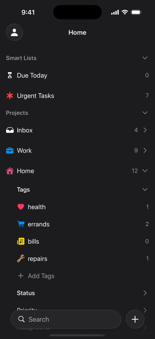 Tasks app with Liquid Glass design