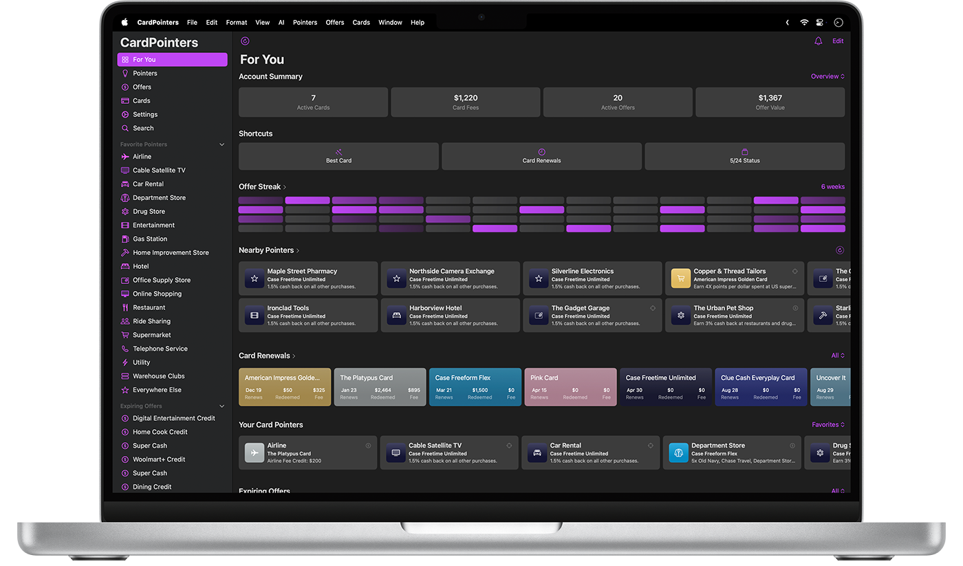 새로운 디자인 적용 전 CardPointers 인터페이스