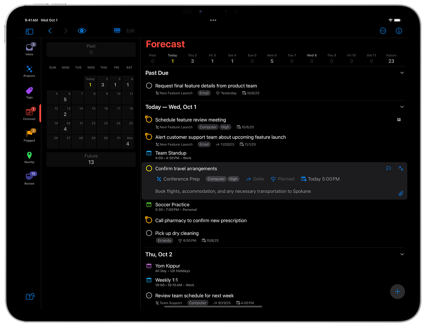 새로운 디자인 적용 전 OmniFocus 4 인터페이스