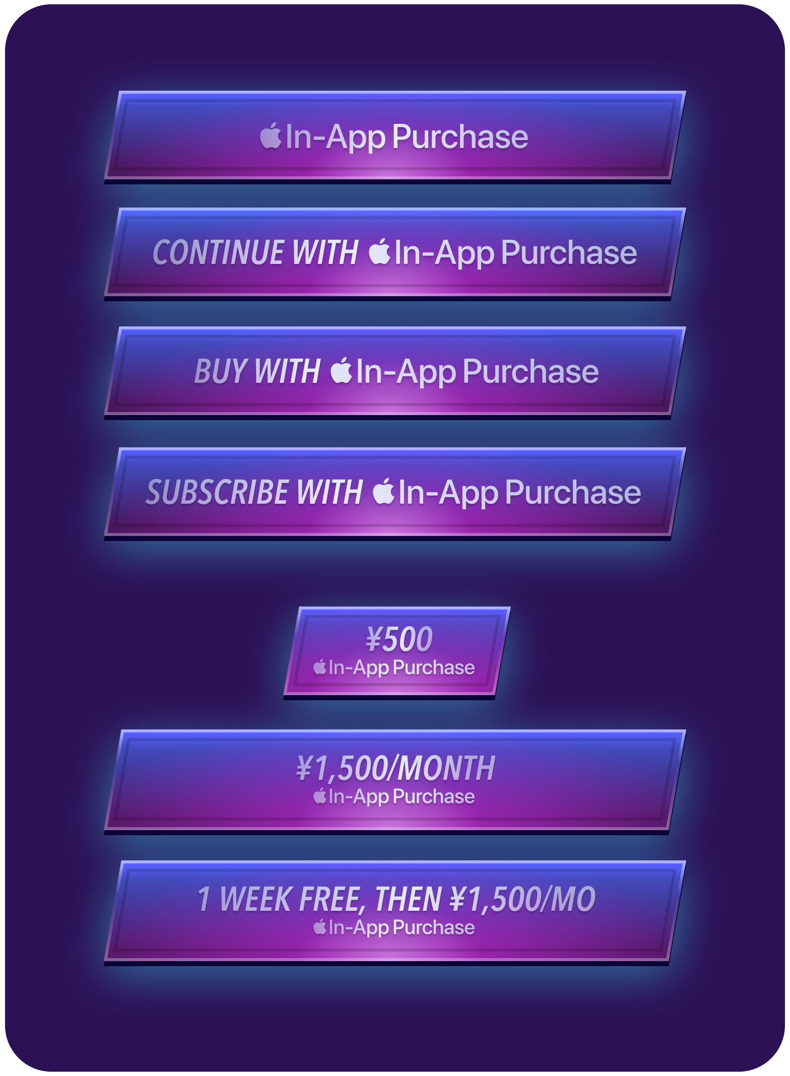 통합 Apple 브랜딩이 적용된 맞춤형 Apple 앱 내 구입 버튼의 예시